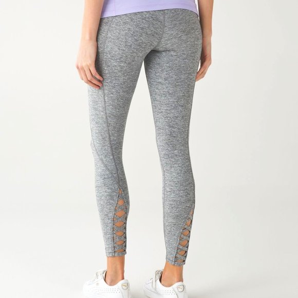 lululemon athletica Pants - Lululemon Gray Spacedye Pure Practice Criss Cross Ankle High Rise Leggings - 6